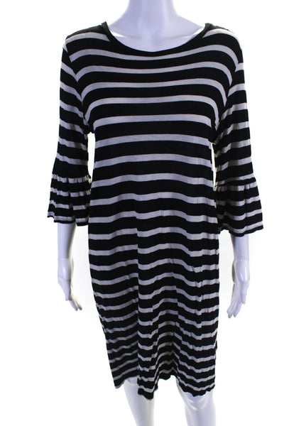 Velvet Women's Round Neck Short Sleeves T-Shirt Midi Dress Stripe Size L