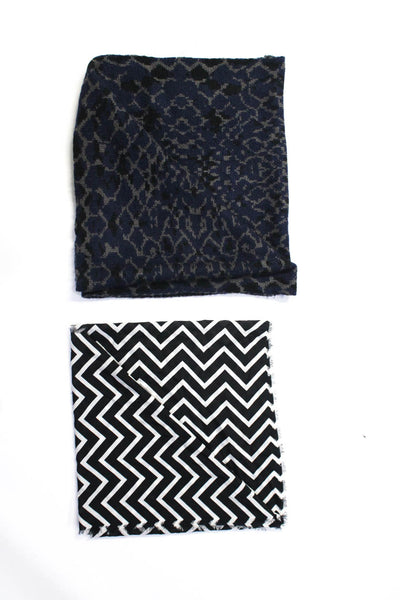 Lauren Ralph Lauren Tahari Womens Chevron Snakeskin Print Scarves Blue Lot 2