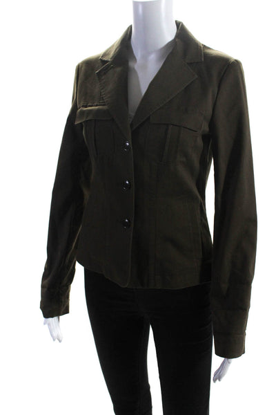 Club Monaco Women's Collar Long Sleeves Button Up Jacket Brown Size 2