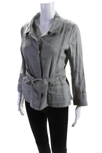 Theory Women's Collar Long Sleeves Button Up Jacket Gray Size 10