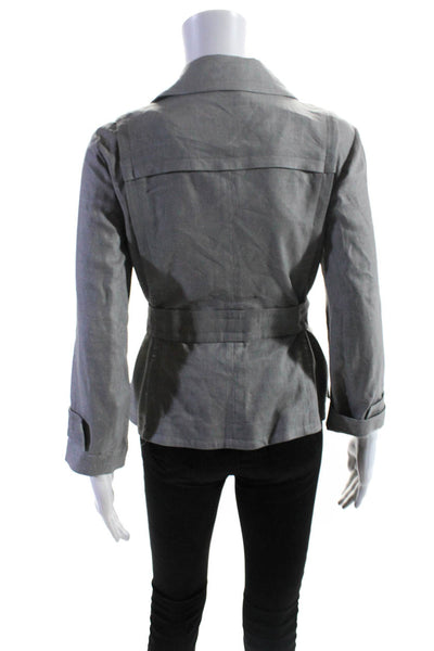 Theory Women's Collar Long Sleeves Button Up Jacket Gray Size 10