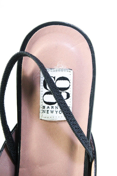 Barneys New York Women's Round Toe Ruffle Sling Back Flat Sandals Black Size 7