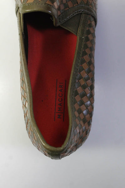 M Maccari Women's Round Toe Slip-On Braided Loafers Shoe Green Size 7