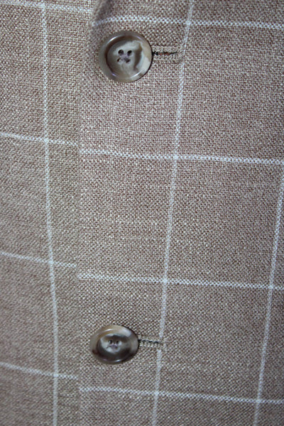 Hart Schaffner Marx Men's Grid Print Two-Button Blazer Jacket Brown Size 44