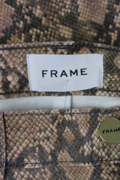 Frame Womens High Waist Skinny Crop Snakeskin Print Jeans Beige Size 28