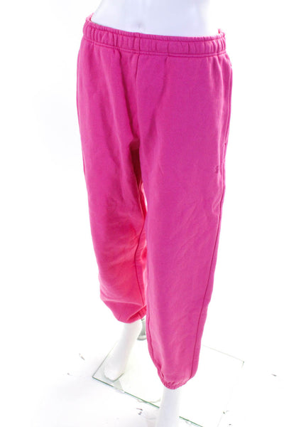 Ksubi Womens Drawstring Fleece Cotton Sweatpants Lounge Pants Pink Size Large