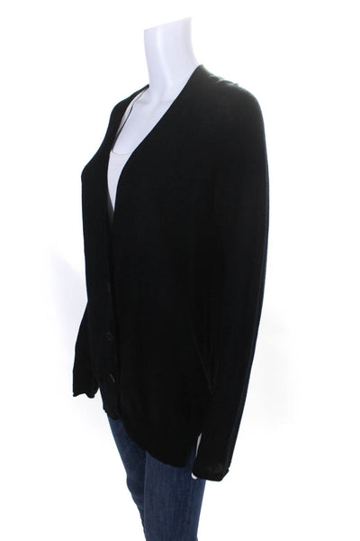 T Alexander Wang Womens Button Front V Neck Knit Cardigan Sweater Black Medium