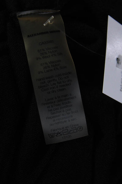 T Alexander Wang Womens Button Front V Neck Knit Cardigan Sweater Black Medium