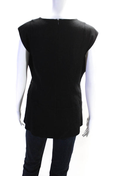 Vivienne Tam Womens Wool Spotted Asymmetrical Sleeveless Zip Top Black Size 10