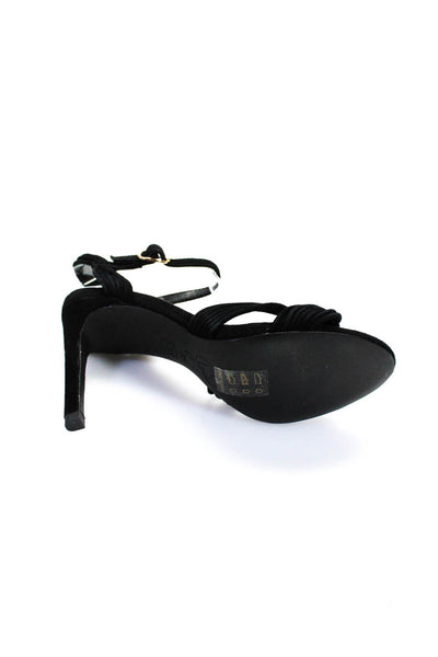 Joie Women's Suede Strappy Peep Toe Ankle Strap Heels Black Size 5