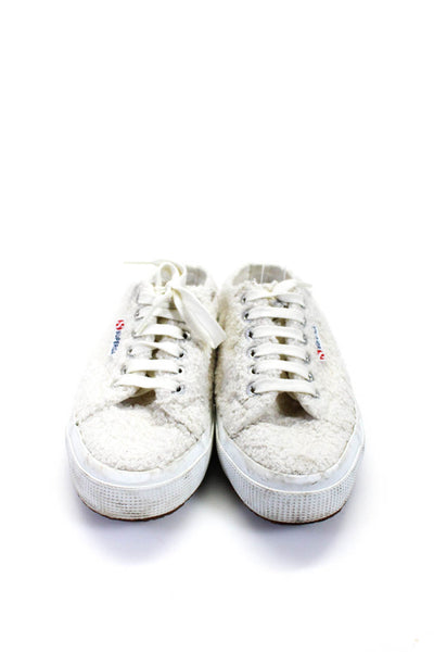 Superga Women's Sherpa Slip On Lace Up Casual Sneakers White Size 9