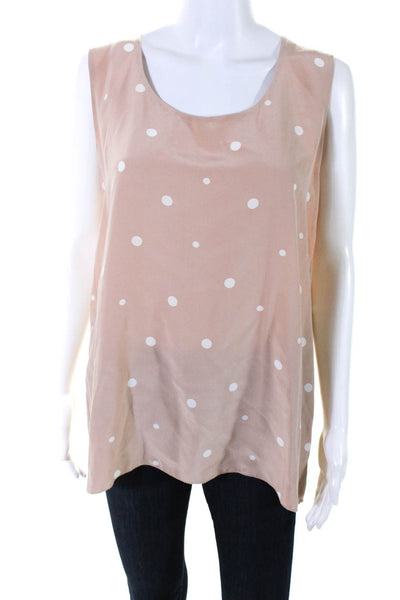 Marni Womens Silk Chiffon Polka Dot Print Round Neck Tank Blouse Beige Size 46