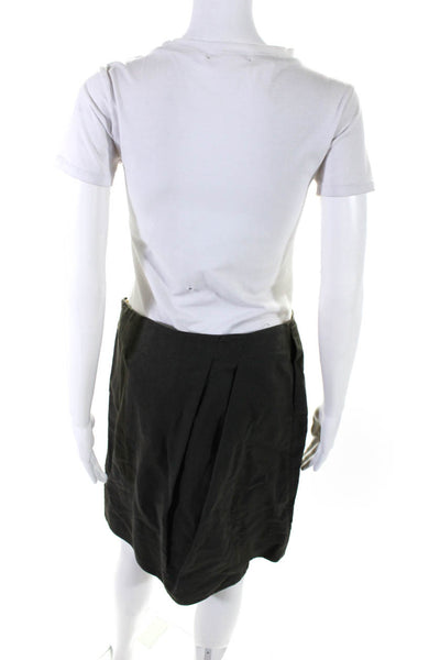 Marni Womens Cotton Textured Side Zip Unlined Short Straight Skirt Green Size 42