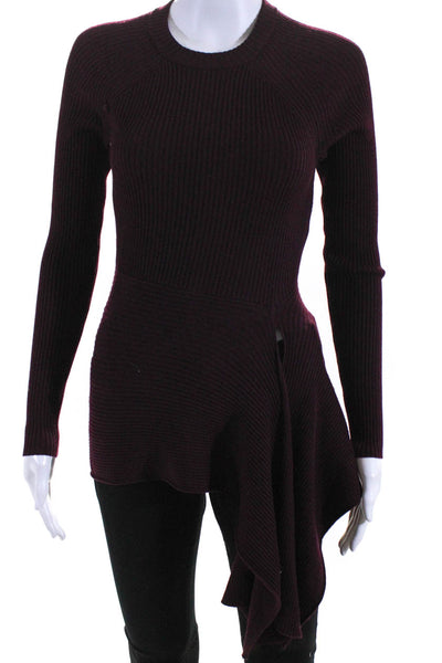 3.1 Phillip Lim Womens Red Tie Waist Ribbed Pullover Size 0 12648273