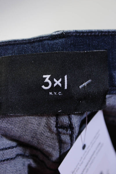3x1 NYC Womens Cotton Denim Dark-Wash Mid-Rise Straight Leg Jeans Blue Size 28