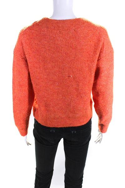 Heartloom Womens Orange Ribbed Knit Crew Neck Pullover Sweater Top Size S