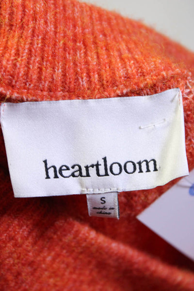 Heartloom Womens Orange Ribbed Knit Crew Neck Pullover Sweater Top Size S