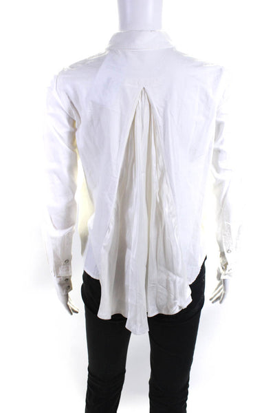 Sacai Luck Womens Cotton Snap Front Satin Pleated Back Blouse Top White Size 1