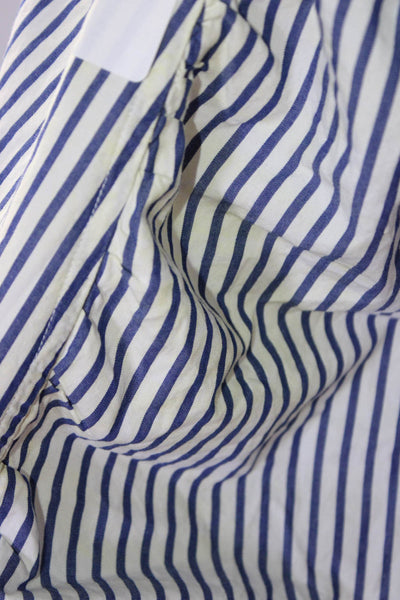 Clu Womens Blue Striped Ruffle Detail Shirt Size 10 12076267