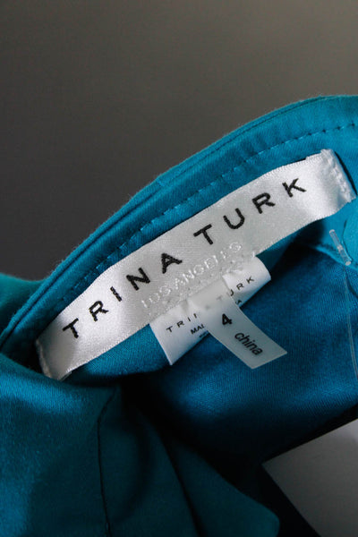 Trina Turk Women's High Rise Straight Leg Casual Pants Blue Size 4
