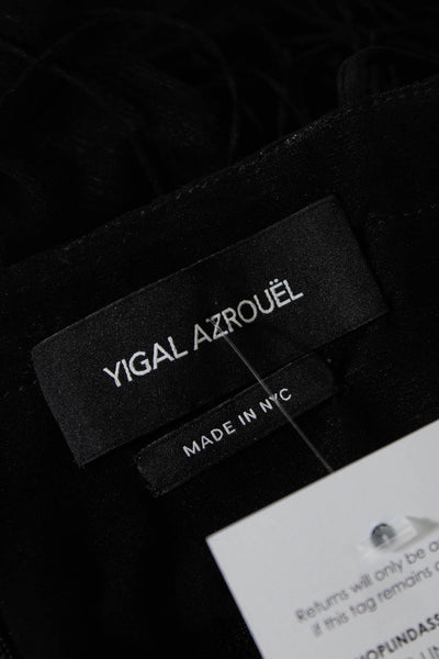 Yigal Azrouel Womens Woven Fringe Spaghetti Strap Crop Top Black Size XS