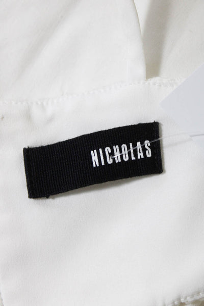 Nicholas Womens Embroidered Eyelet Spaghetti Strap Crop Top White Size 2