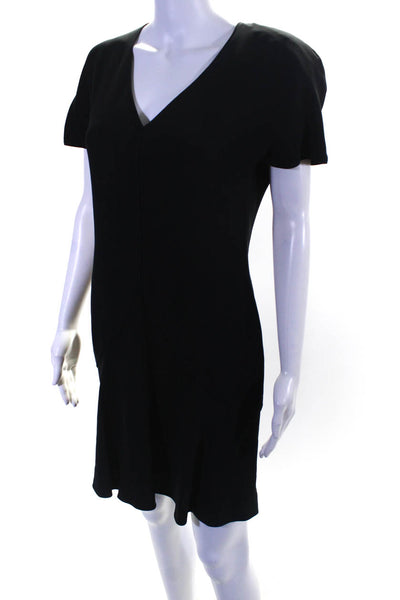 Giorgio Armani Womens V-Neck Short Sleeve Knee Length Dress Black Size 42 M