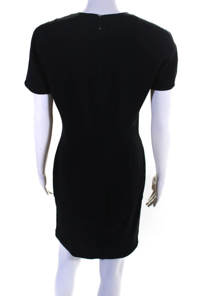 Giorgio Armani Womens V-Neck Short Sleeve Knee Length Dress Black Size 42 M