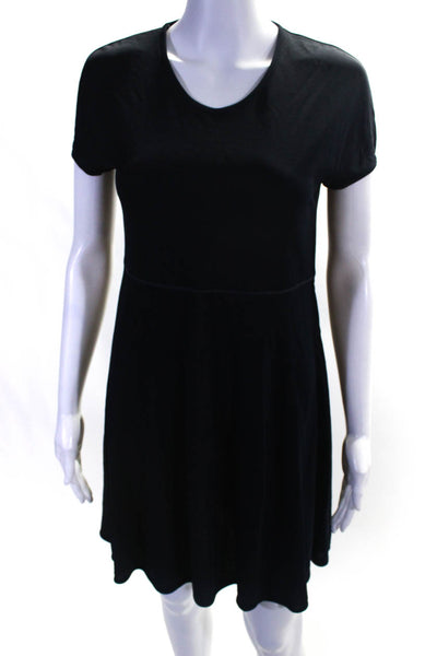 Giorgio Armani Womens Scoop Neck Short Sleeve Knee Length Dress Navy Size M