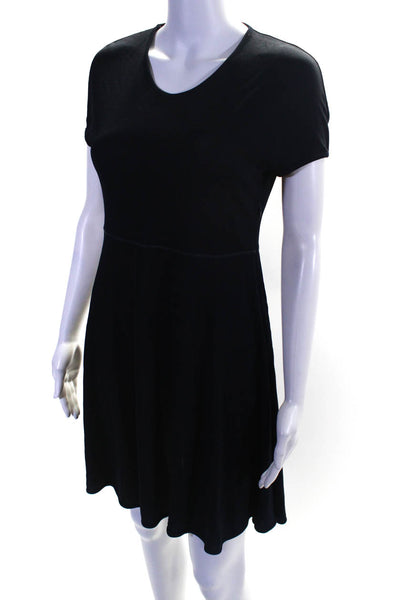 Giorgio Armani Womens Scoop Neck Short Sleeve Knee Length Dress Navy Size M