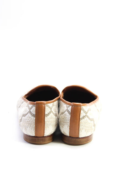 Ramon Tenza Womens Woven Geometric Print Round Toe Flats Loafers Taupe Size 7B