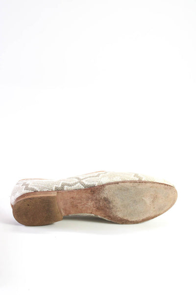 Ramon Tenza Womens Woven Geometric Print Round Toe Flats Loafers Taupe Size 7B