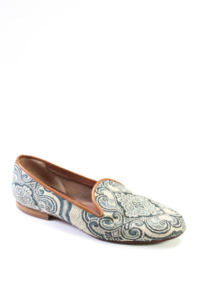 Ramon Tenza Womens Woven Paisley Print Round Toe Flats Loafers Blue Size 7B