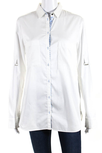 Basler Women's Collared Button Down Long Sleeve Shirt White Size 34