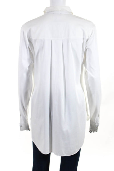 Basler Women's Collared Button Down Long Sleeve Shirt White Size 34