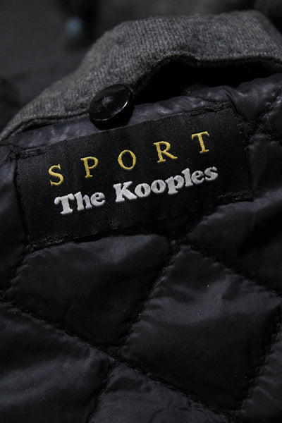 Sport The Kooples Womens Hooded Full Zipper Bomber Jacket Black Size Medium