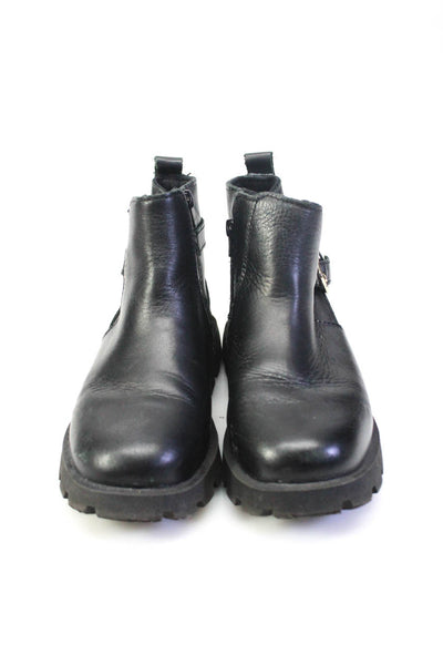 Zara Childrens Girls Leather Ankle Boots Ballet Flats Black Bronze Size 28 Lot 2