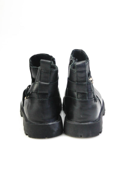 Zara Childrens Girls Leather Ankle Boots Ballet Flats Black Bronze Size 28 Lot 2