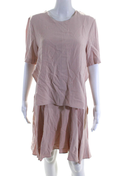 Stella McCartney Womens Short Sleeve Overlay A-Line Dress Blush Pink Size M