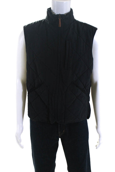 J Crew Womens Front Zip Quilted Collared Sussex Vest Jacket Black Size Large