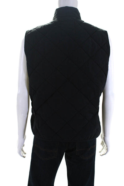 J Crew Womens Front Zip Quilted Collared Sussex Vest Jacket Black Size Large