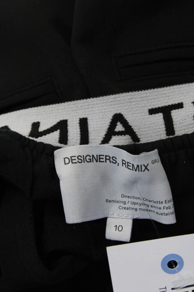 Designers Remix Girls High Rise Logo Waistband Straight Leg Pants Black Size 10