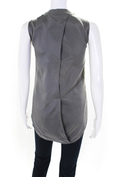 T Alexander Wang Womens Silk V-Neck Sleeveless Blouse Top Slate Gray Size L