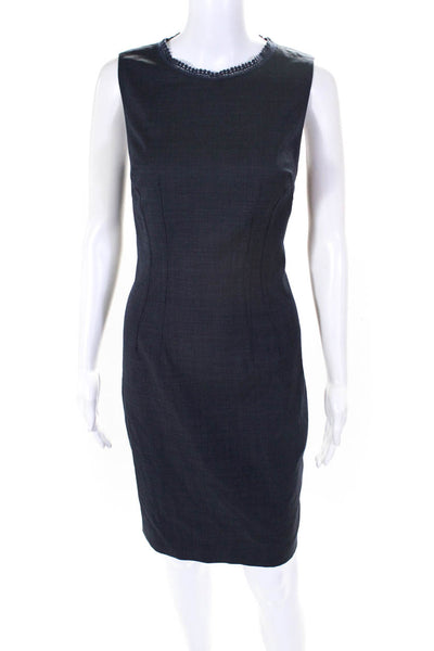 Elie Tahari Womens Sleeveless Back Zip Knee Length Shift Dress Navy Blue Size 6