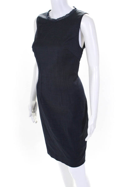 Elie Tahari Womens Sleeveless Back Zip Knee Length Shift Dress Navy Blue Size 6