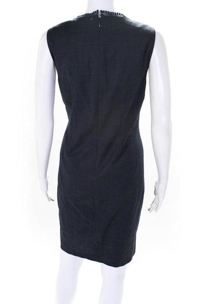 Elie Tahari Womens Sleeveless Back Zip Knee Length Shift Dress Navy Blue Size 6