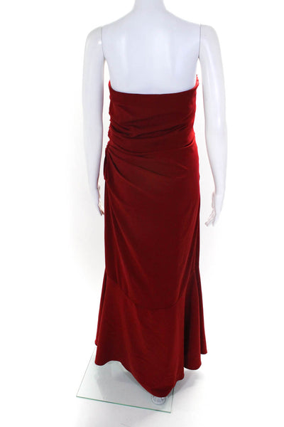 Badgley Mischka Womenhs Ruched Strapless Empire Waist Mermaid Gown Red Size 14