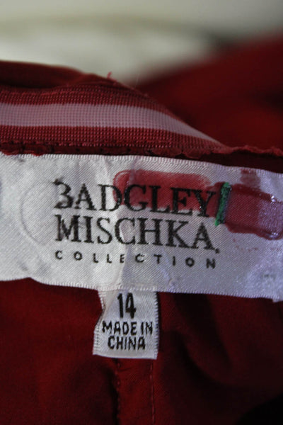 Badgley Mischka Womenhs Ruched Strapless Empire Waist Mermaid Gown Red Size 14