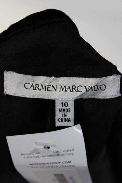 Carmen Marc Valvo Womens Round Neck Sleeveless Fit Flare Mini Dress Black Size 1
