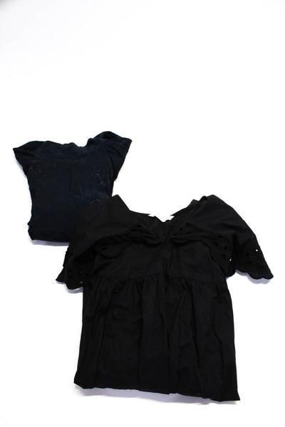 Zara Womens Bishop Sleeve Blouse Top Shift Dress Navy Blue Black Size S Lot 2
